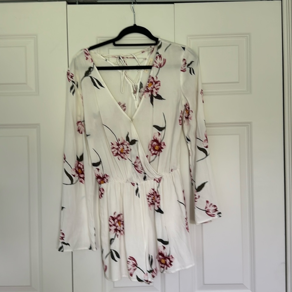 Pacsun long sleeve floral romper